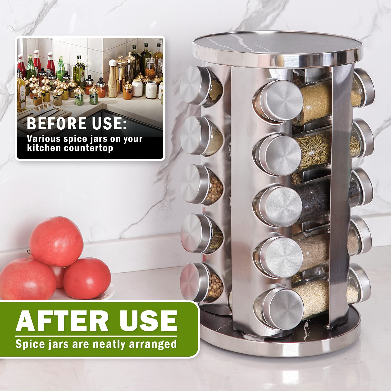 16 Masalon Ka Jadui Ghoomta Rack – Kitchen Ki Shaan Favorite Flavors  360° Spice Rack