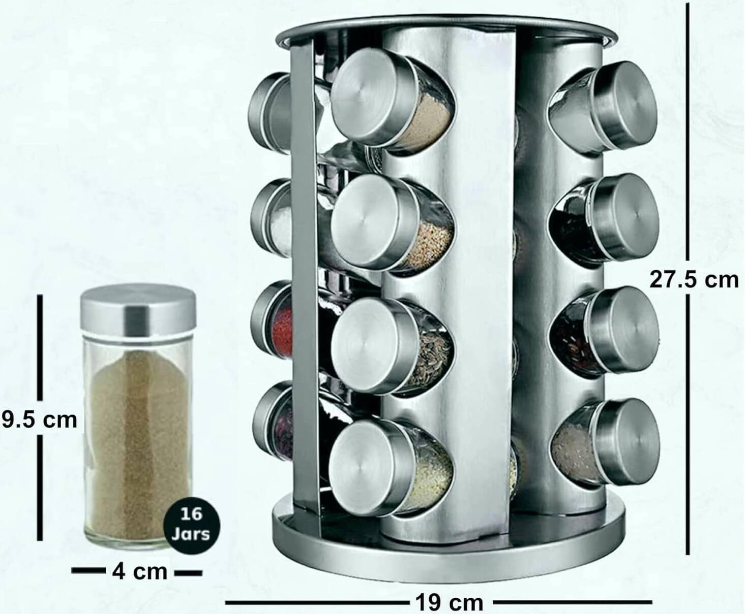 16 Masalon Ka Jadui Ghoomta Rack – Kitchen Ki Shaan Favorite Flavors  360° Spice Rack