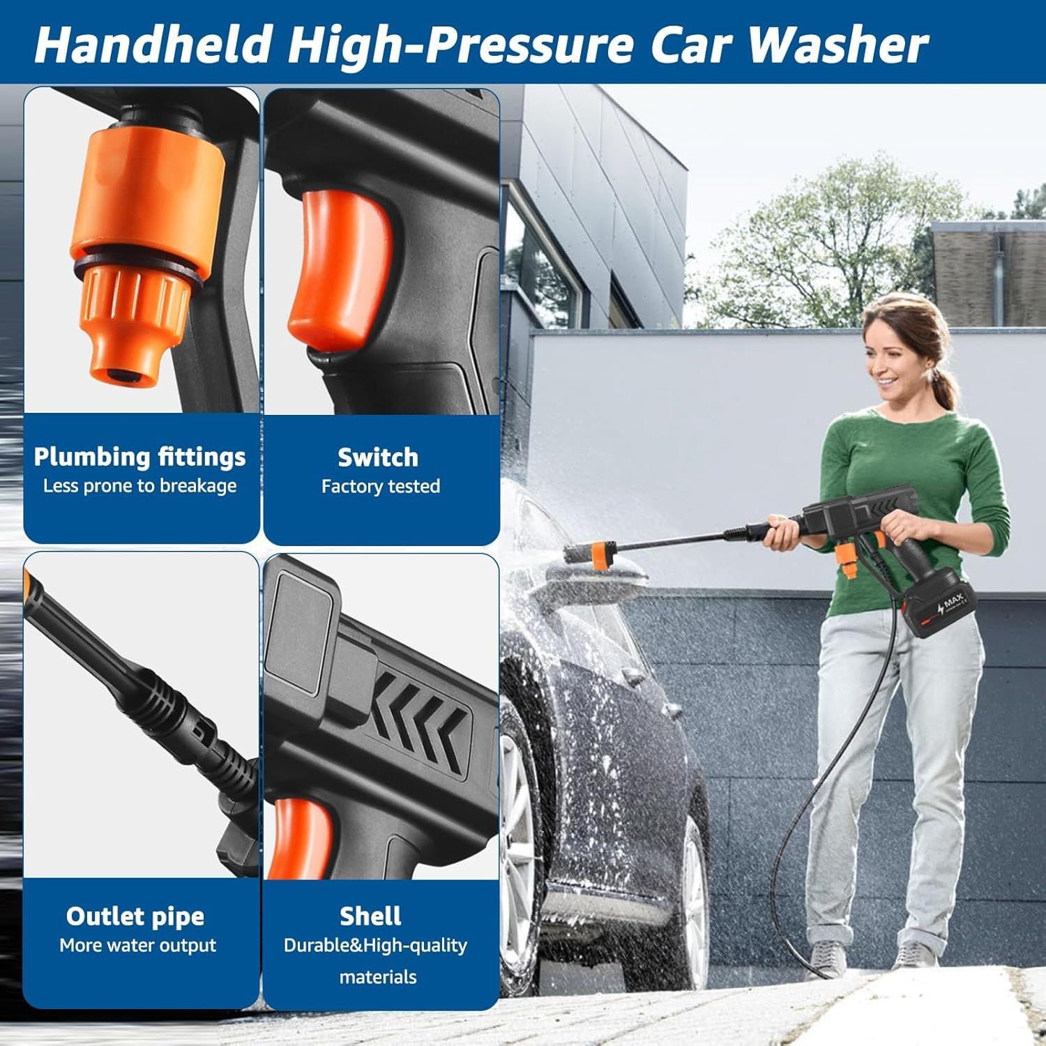 Wireless Car High Pressure Rechargeable Lithium Battery Car Cleaning Washer Spray Foam Generator Water Gun Machine